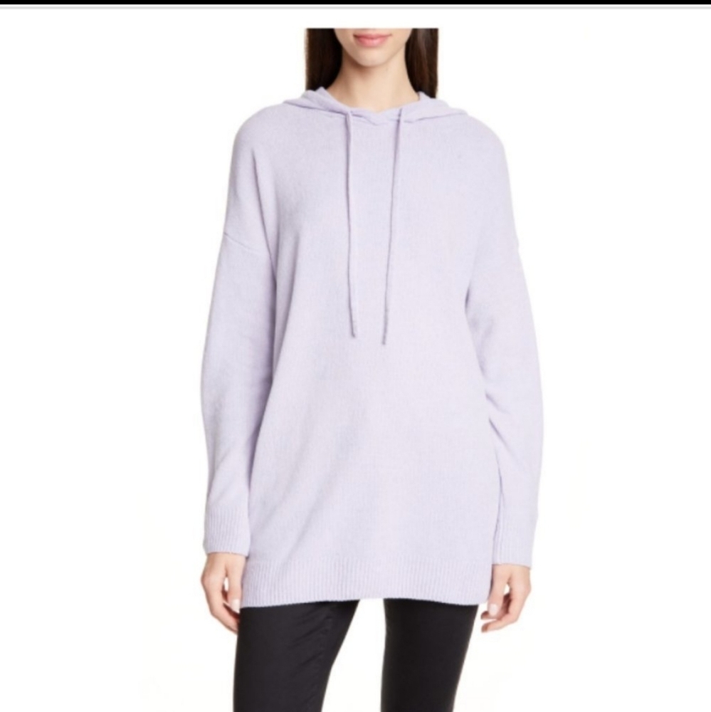 Eileen Fisher Chenille Hoodie Sweater Ribbed Hem